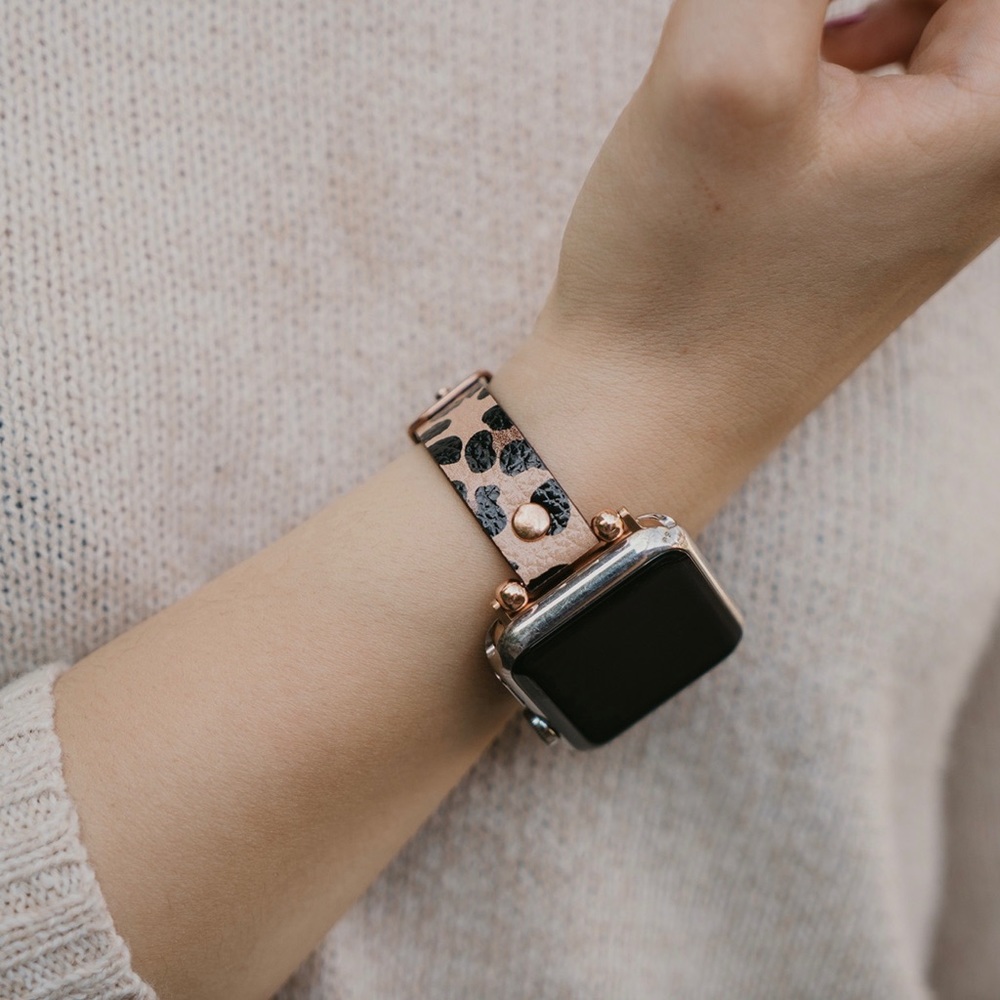 Leopard Print Leather Apple Watch Band